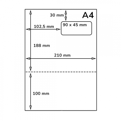 A4 packing slip / return-label with address-label, 90 x 45 mm, 100 sheets