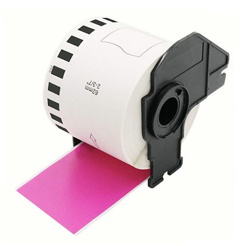 Brother DK-22205 compatible labels pink, 62mm x 30,48m